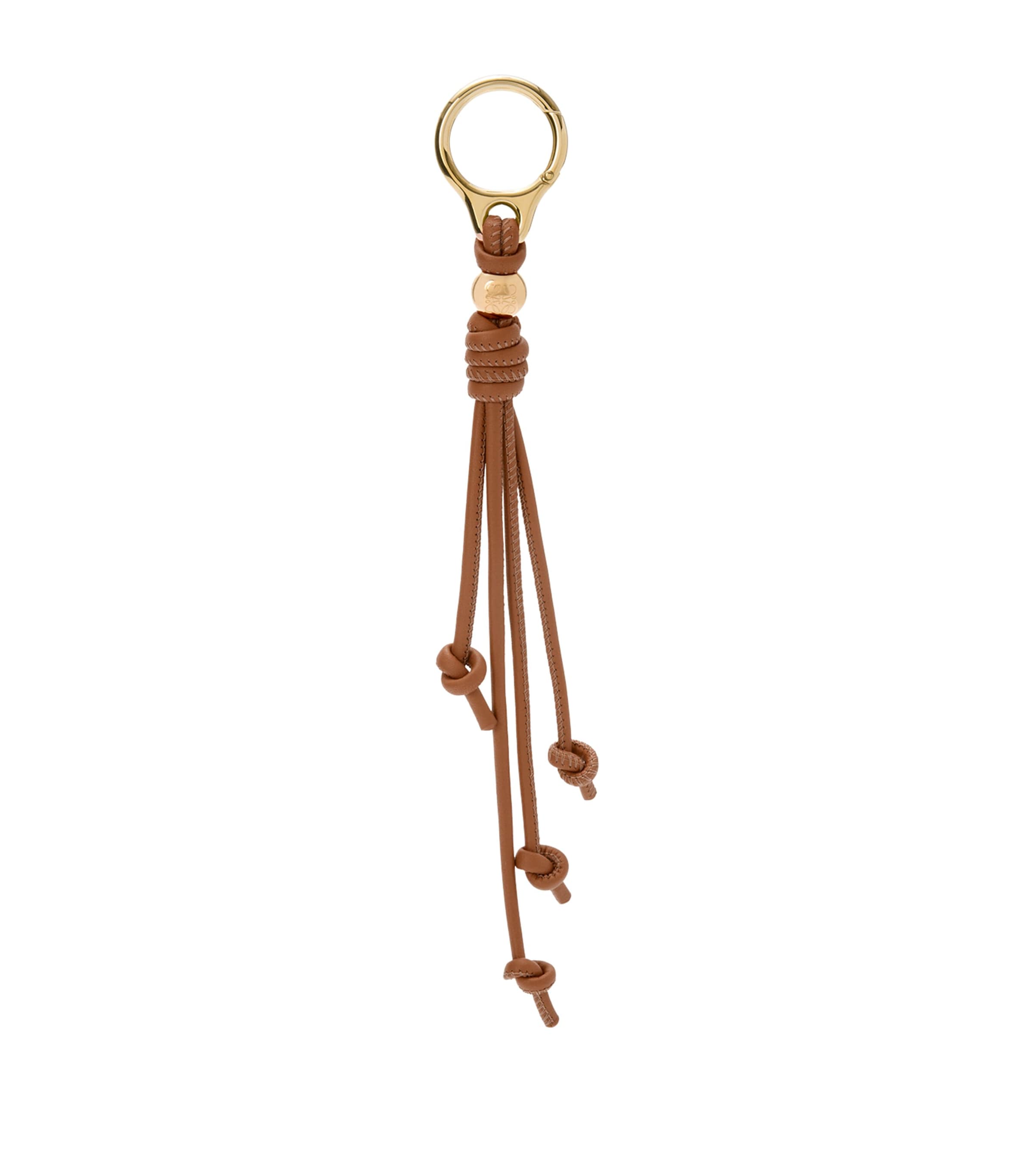 LOEWE Leather Fringe Pebble Keyring Warm Desert Gold