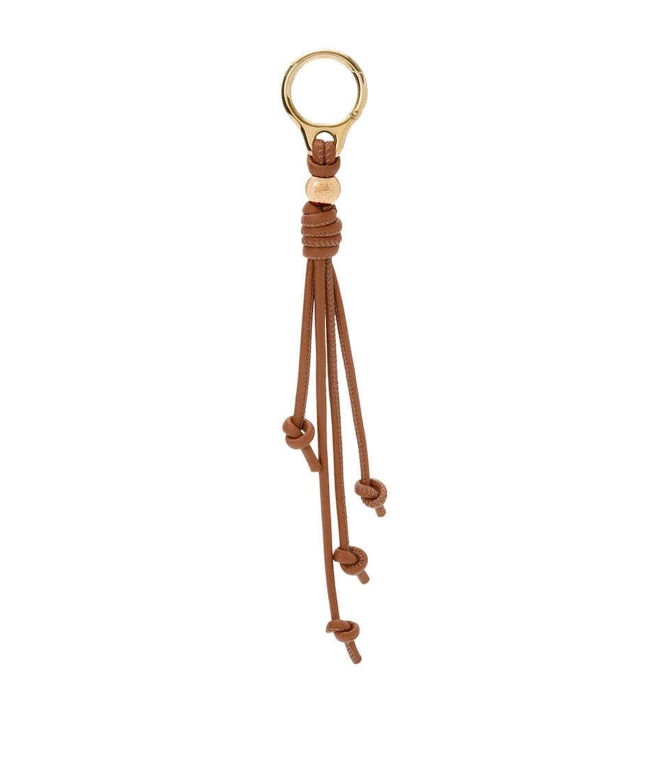 LOEWE Leather Fringe Pebble Keyring Warm Desert Gold