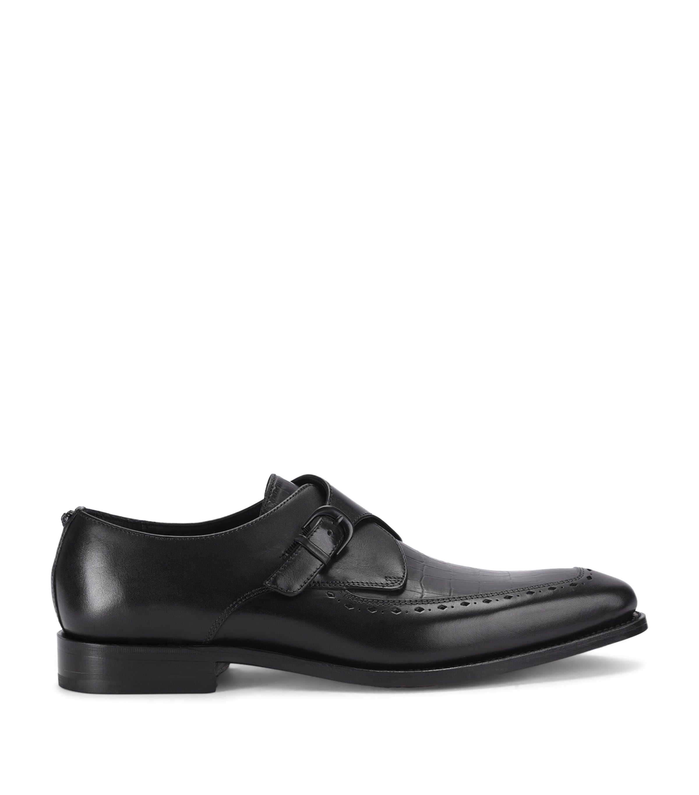 Kurt Geiger London Leather Beaumont Monk Shoes Black