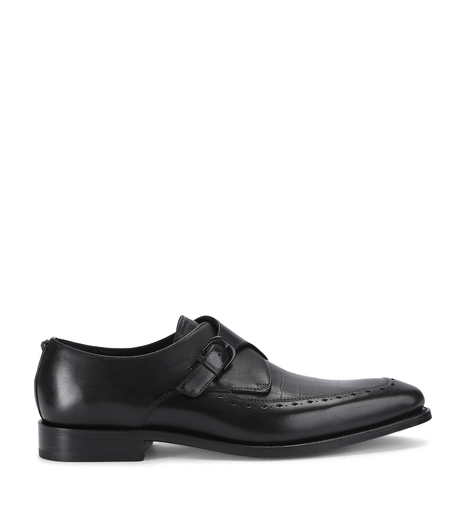 Kurt Geiger London Leather Beaumont Monk Shoes Black