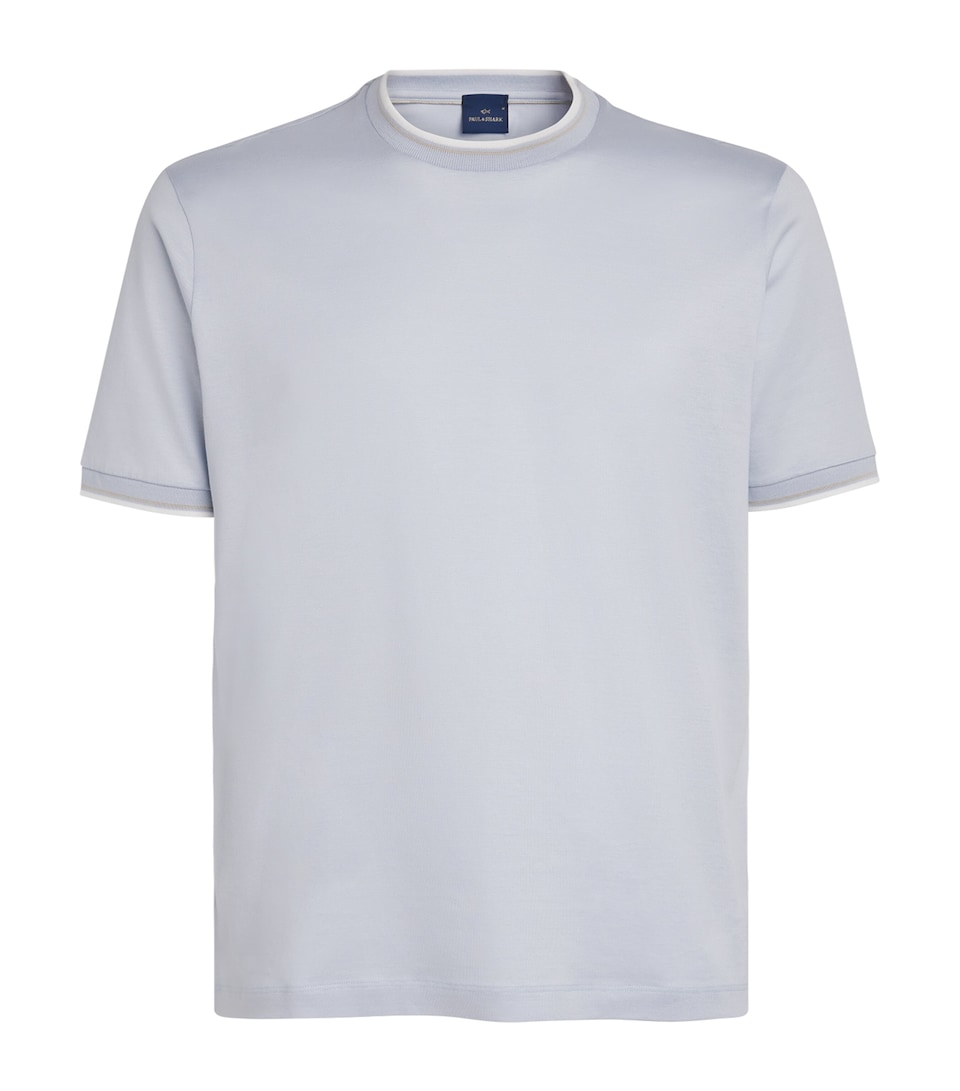 Paul & Shark Mens Mercerised Cotton T-Shirt Light Light Blue