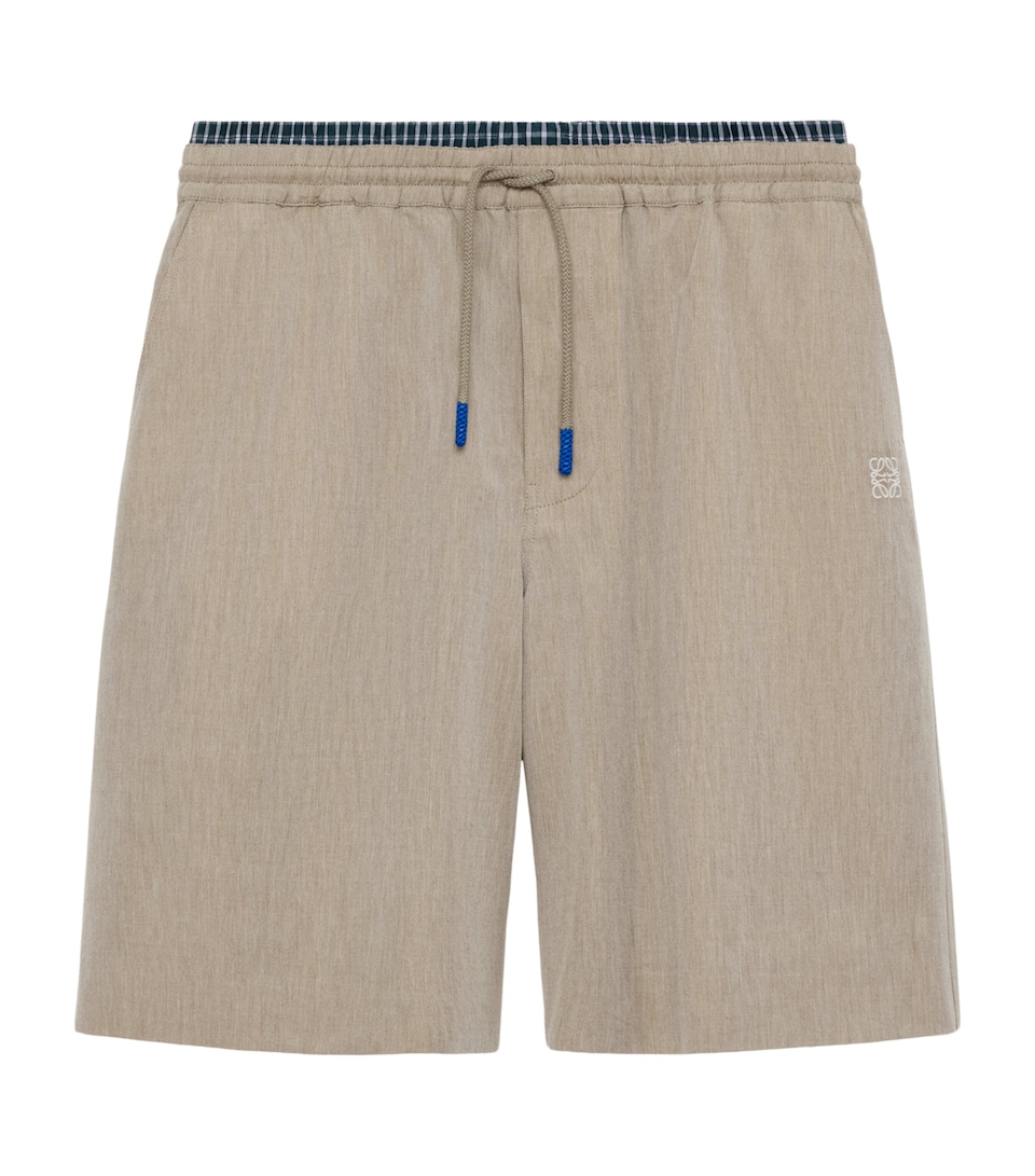 LOEWE Mens Layered Drawstring Shorts Beige