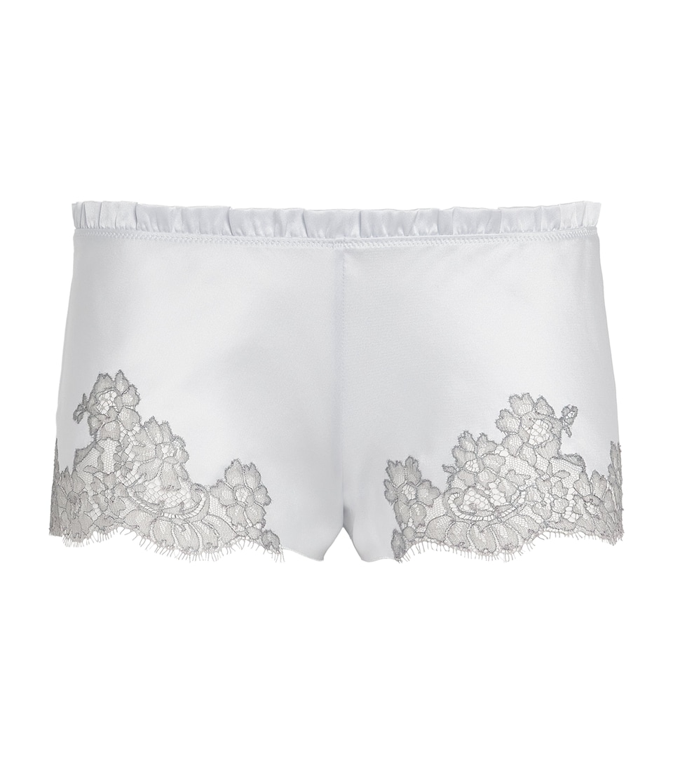 Carine Gilson Womens Silk Cérès Pyjama Shorts Silvergrey