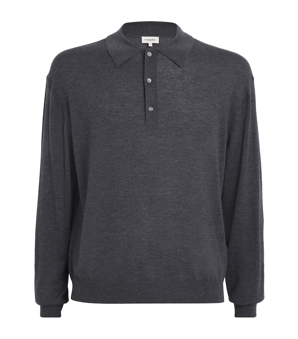 Wool-Cashmere Long-Sleeve Polo Shirt