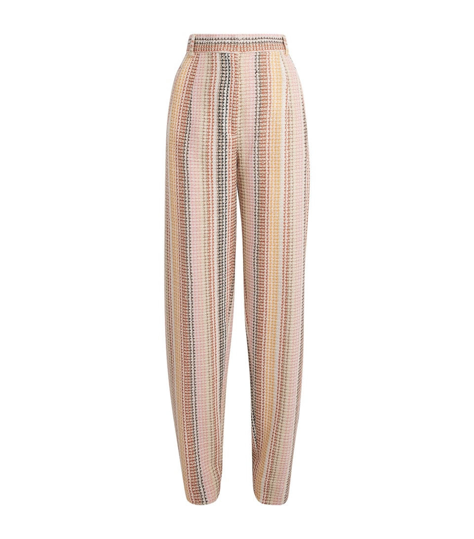 Cotton-Blend Stripe Straight Trousers