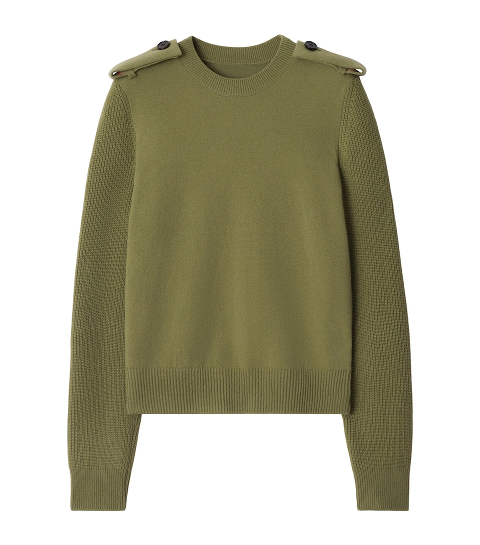 Wool-Cashmere-Blend Epaulette Sweater