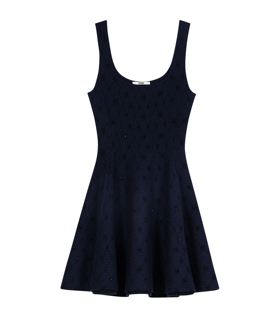 Maje Womens Embellished Jacquard Mini Dress Navy