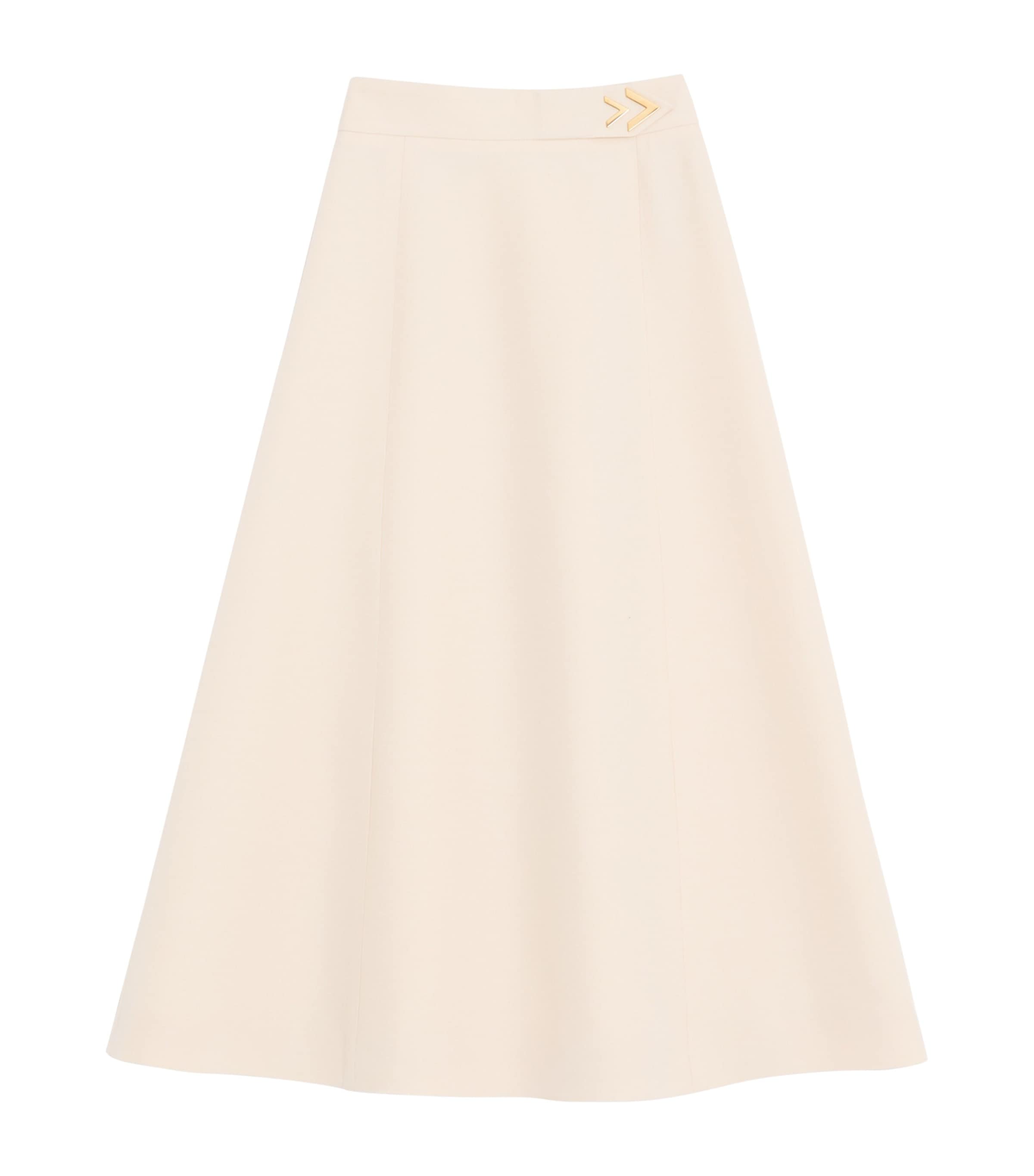 Valentino Womens Wool-Silk Crepe Midi Skirt