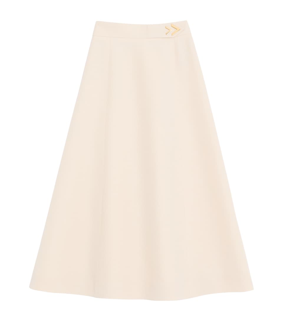 Valentino Womens Wool-Silk Crepe Midi Skirt