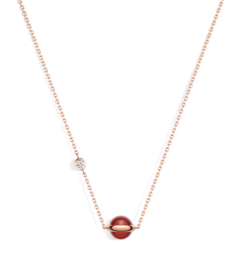 Piaget Rose Gold and Carnelian Possession Necklace Red