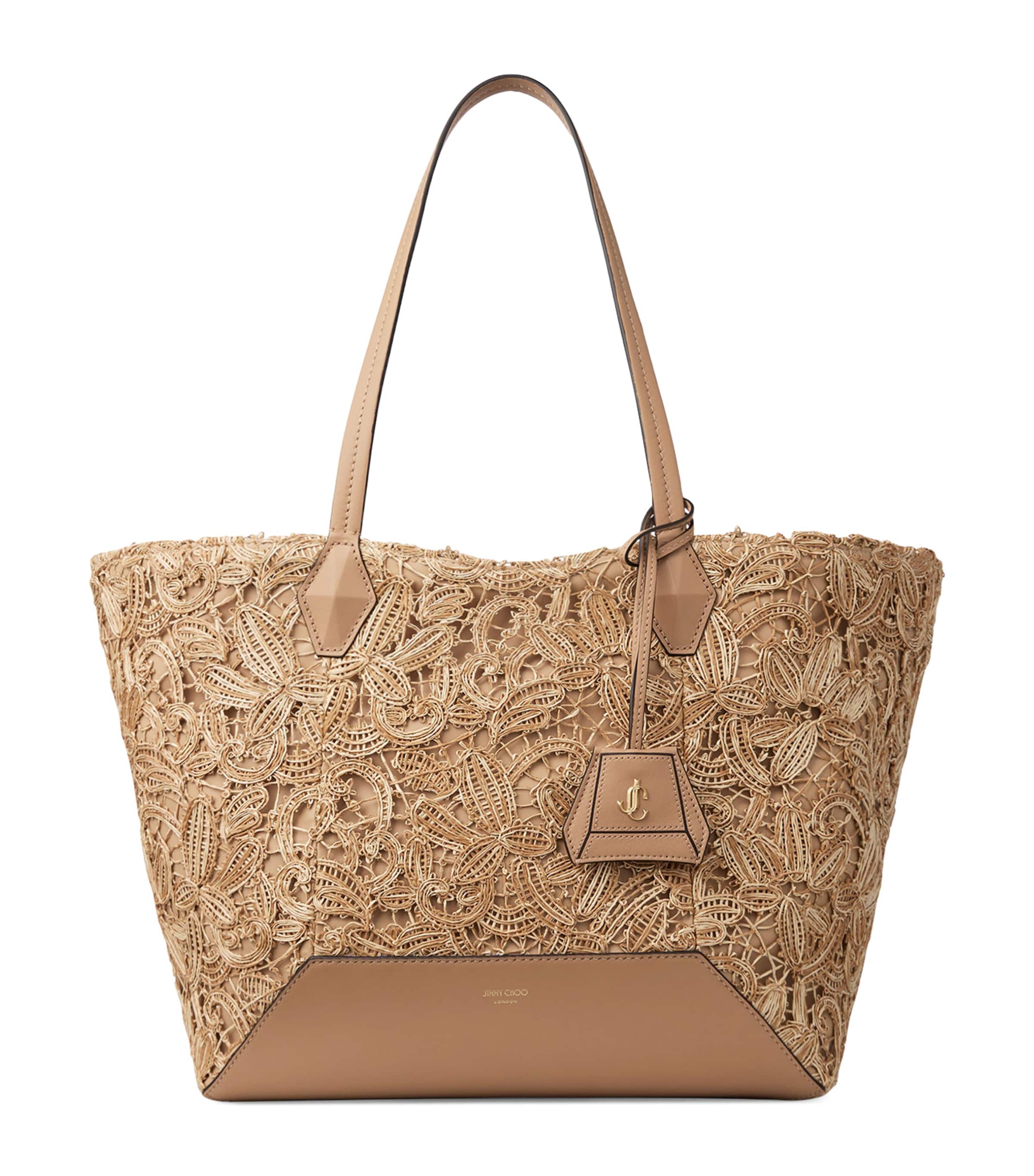 Medium Raffia Diamond Tote Bag