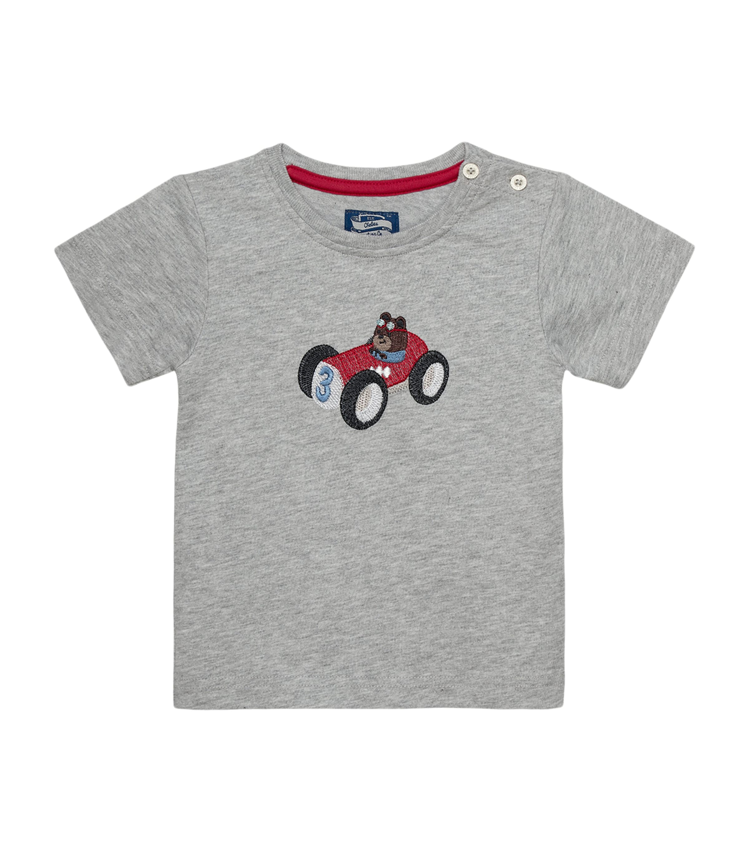 Trotters Cotton Henry Car and Bear T-Shirt (3-24 Months) Grey Marl