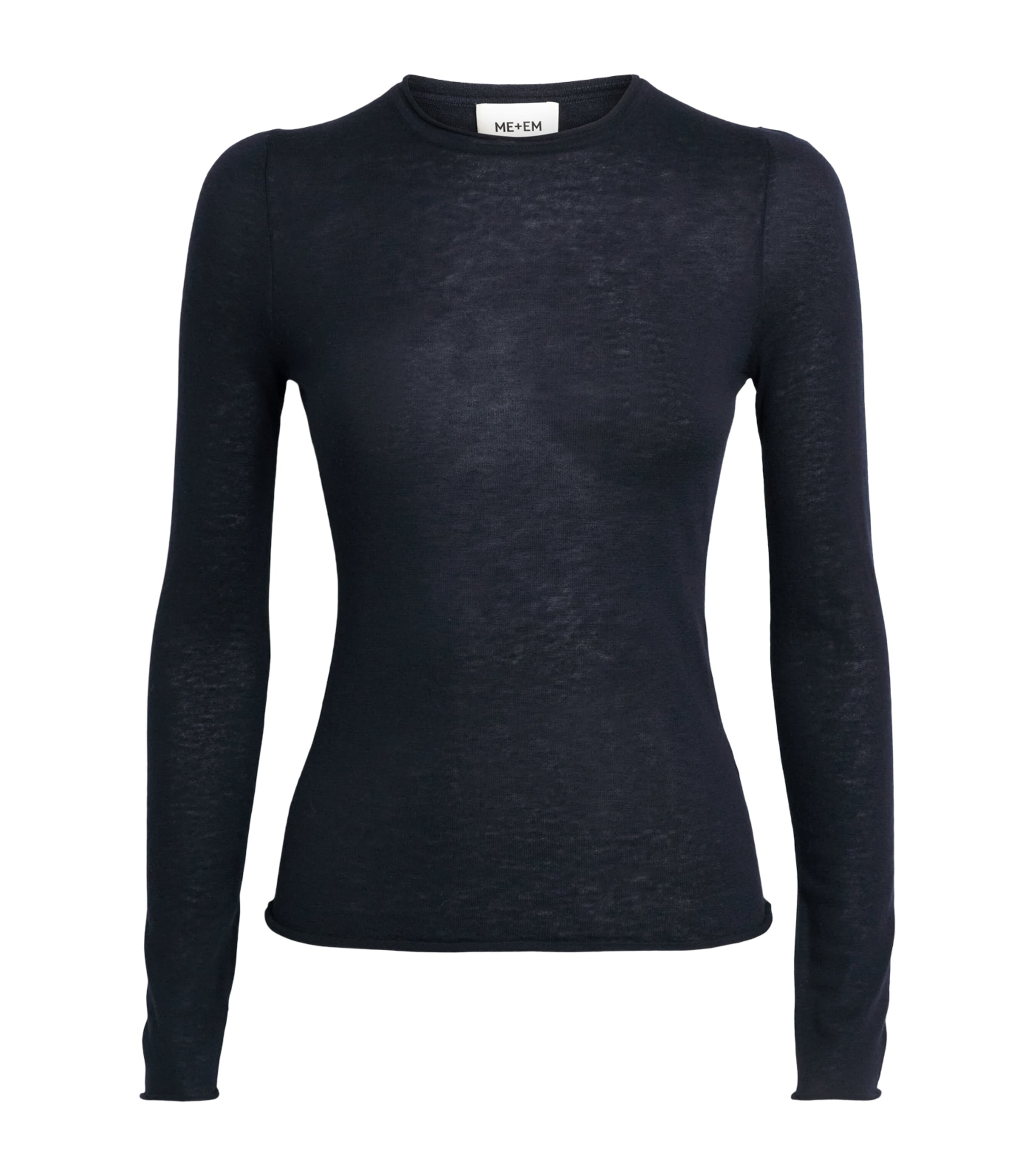 ME+EM Womens Merino Wool-Cashmere Barely There Top Navy