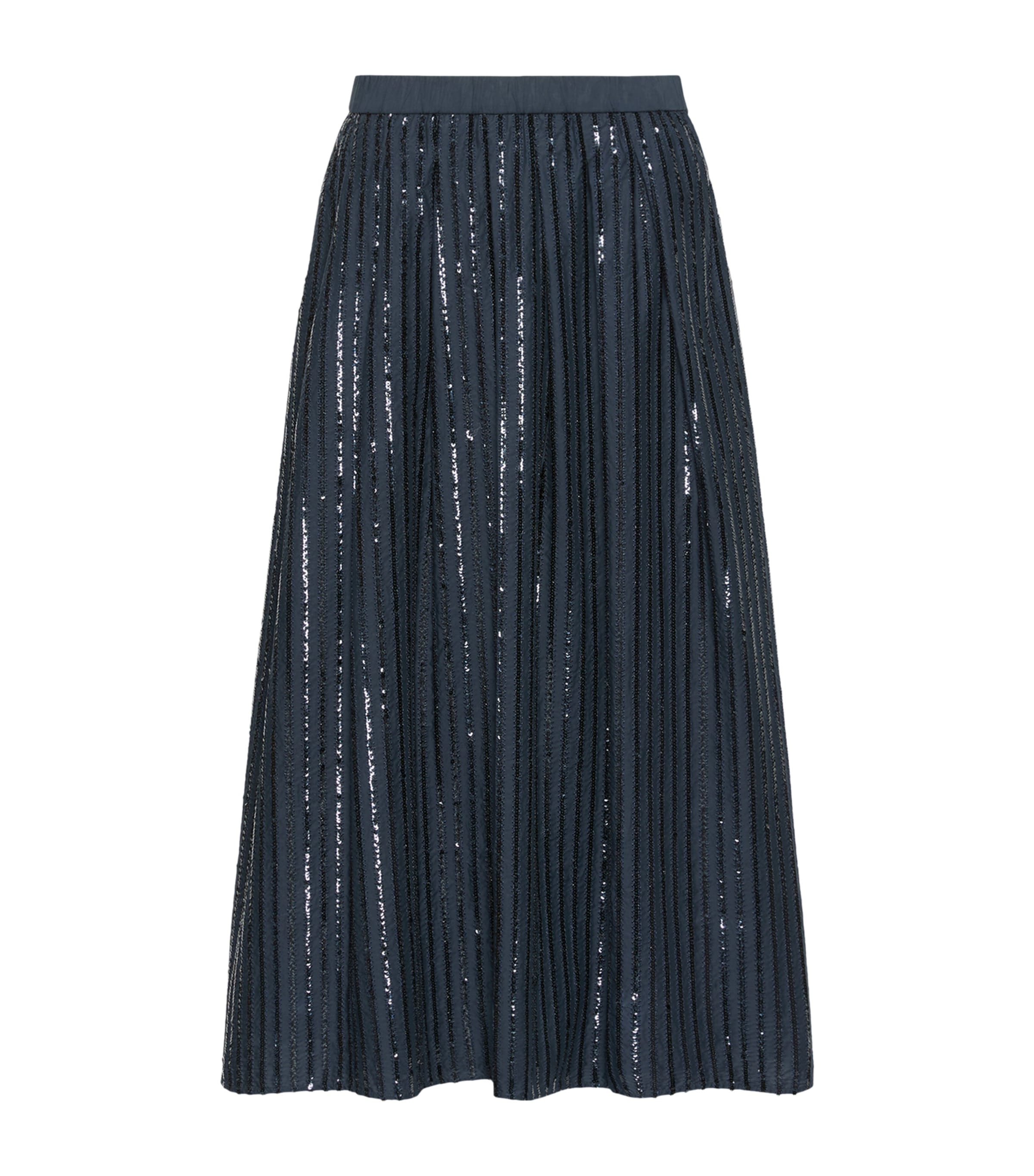 Weekend Max Mara Womens Cotton Sequin Maxi Skirt Navy