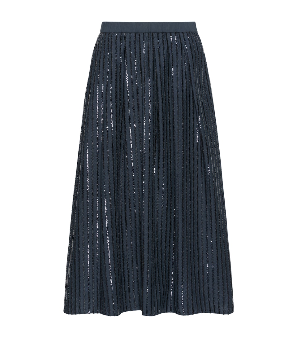 Weekend Max Mara Womens Cotton Sequin Maxi Skirt Navy