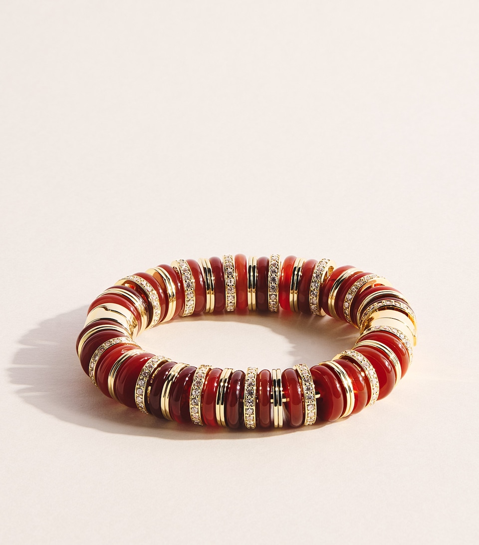 Eddie Borgo Gold-Plated Amber, Carnelian and Pavé Crystal Lenox Bracelet Gold
