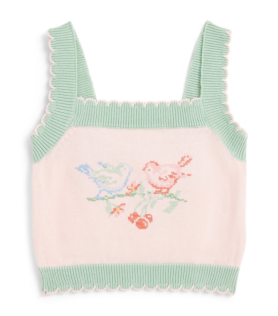 Cotton Intarsia Bird Top (6-36 Months)