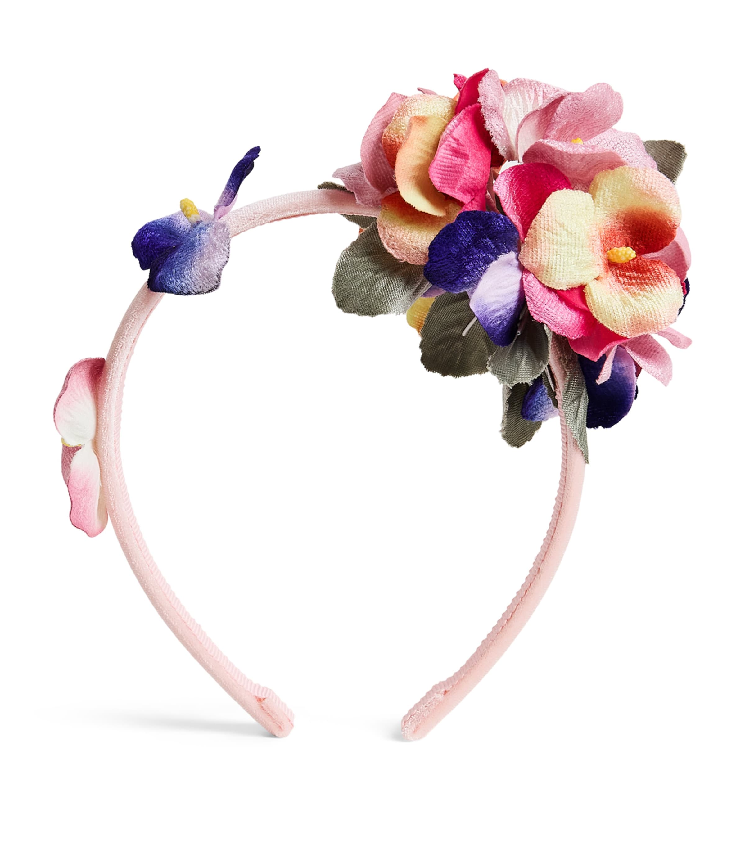 Monnalisa Velvet Pansy Headband Malva Flower