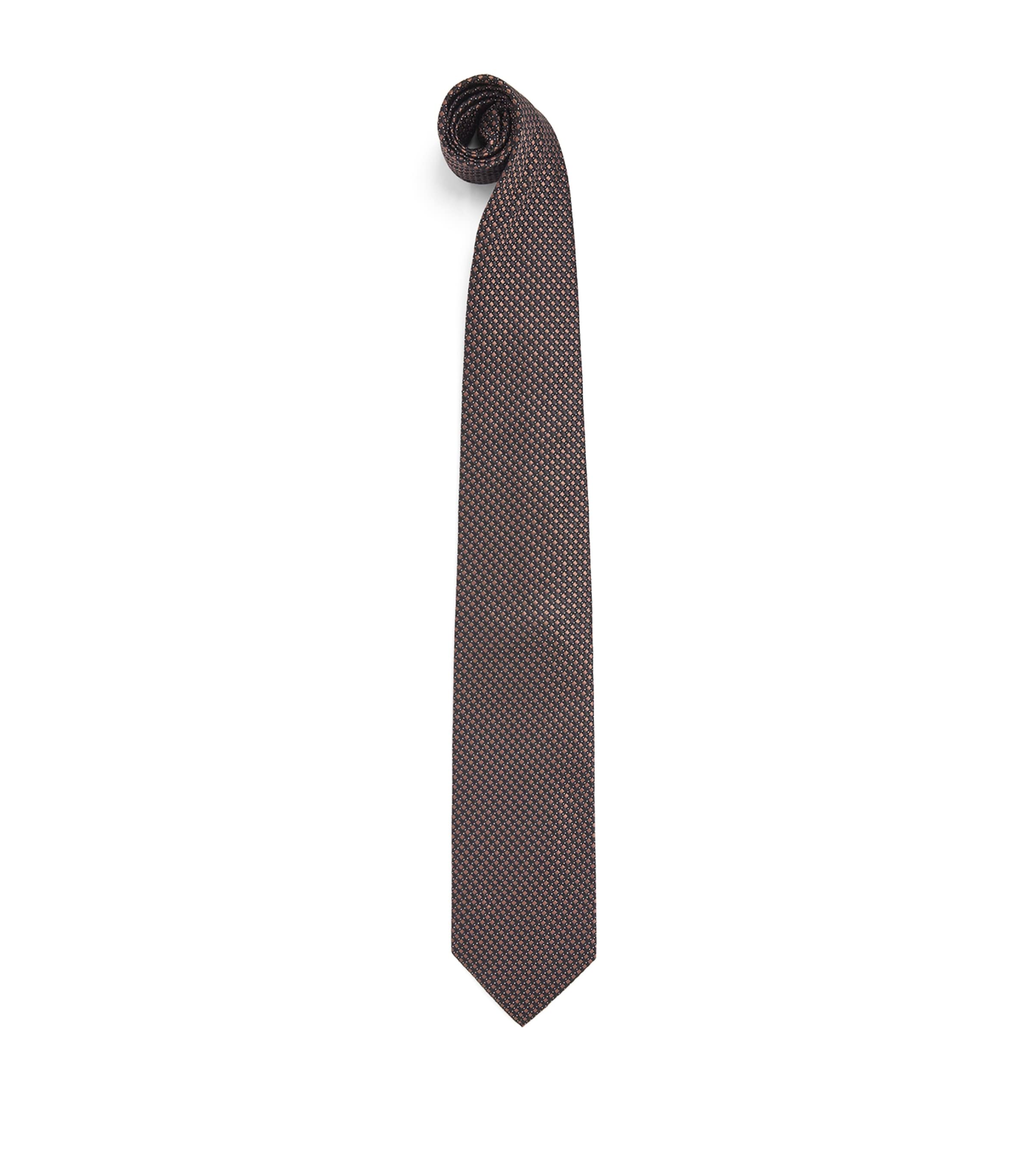 Pal Zileri Silk Geometric Jacquard Tie Brown