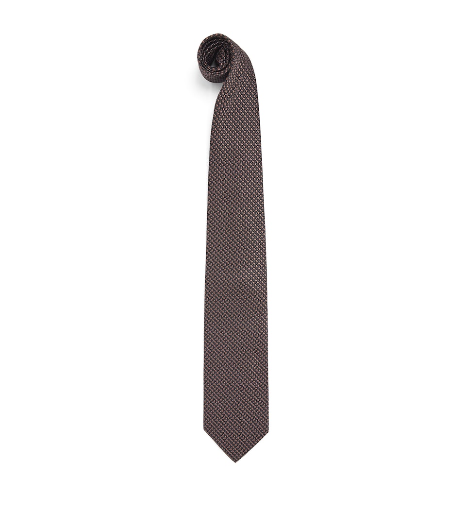 Pal Zileri Silk Geometric Jacquard Tie Brown