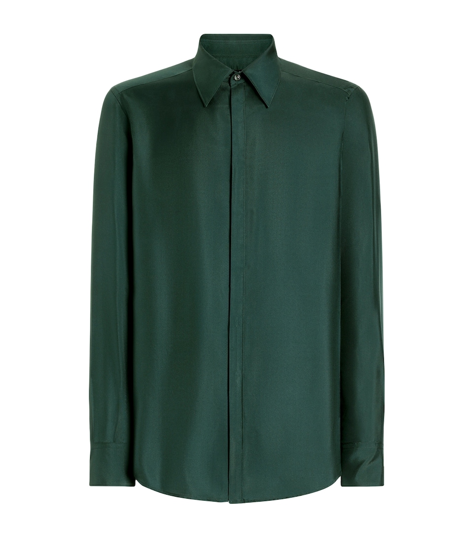 Dolce&Gabbana Mens Silk Shirt Medium Green