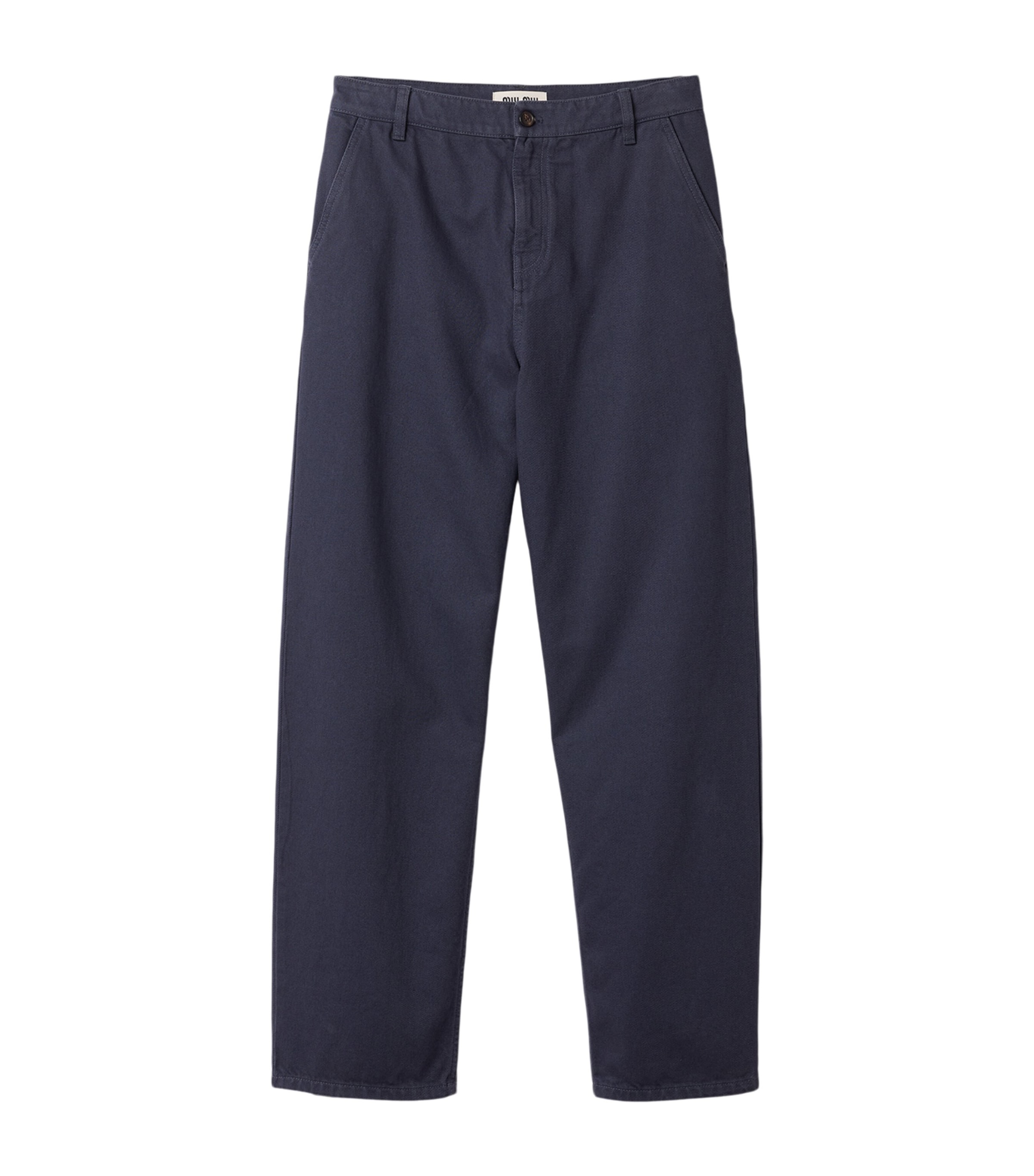 Miu Miu Womens Cotton Gabardine Straight Trousers Grey