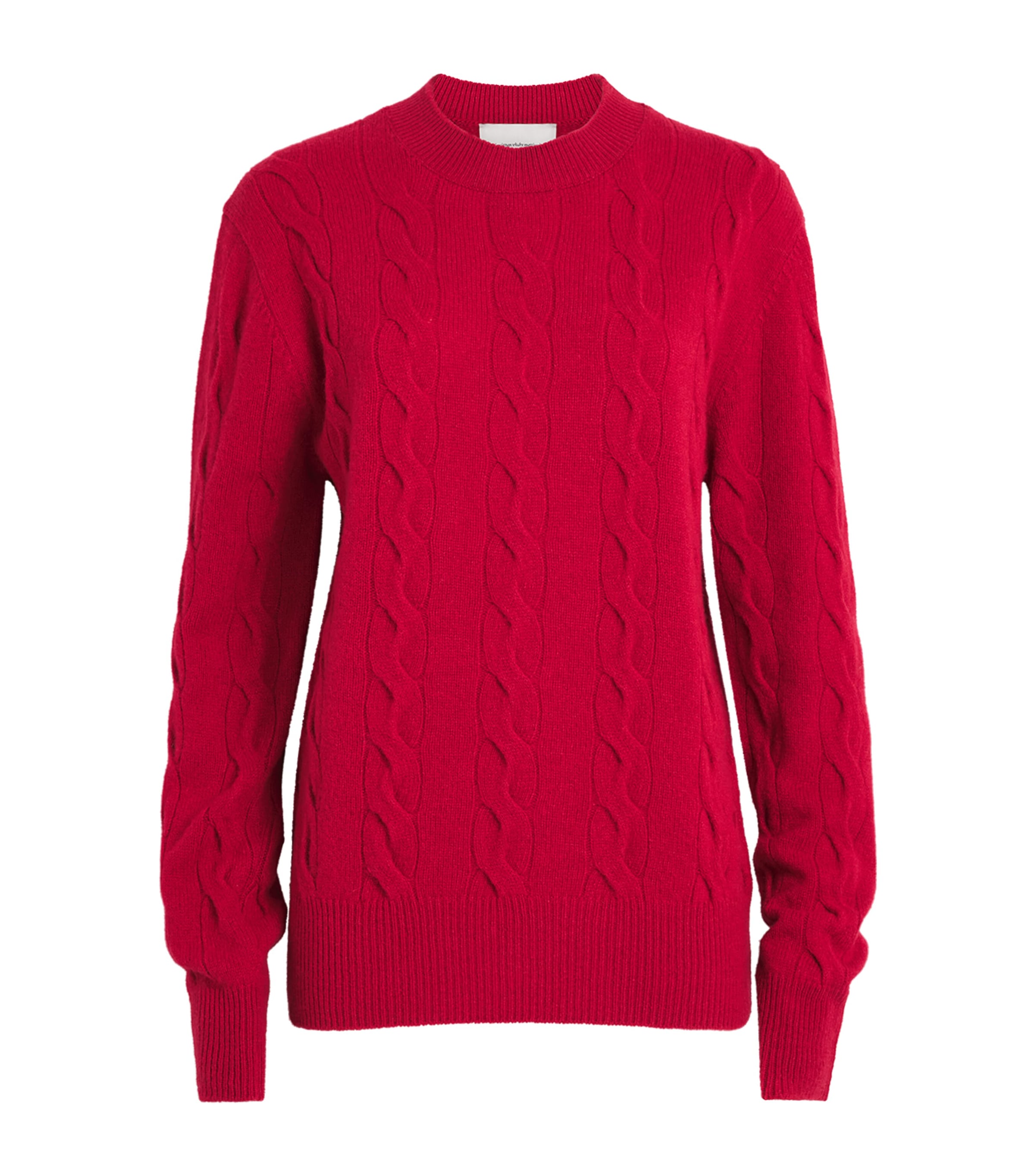 AMI Paris Womens Wool Cable-Knit Sweater Rouge Rubis