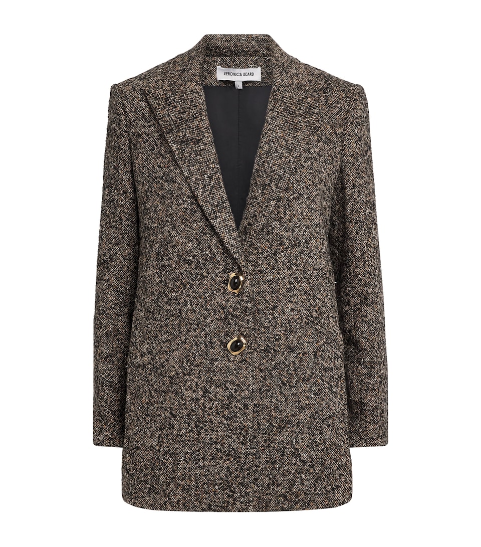 Veronica Beard Womens Tweed Maci Dickey Blazer Black Melange