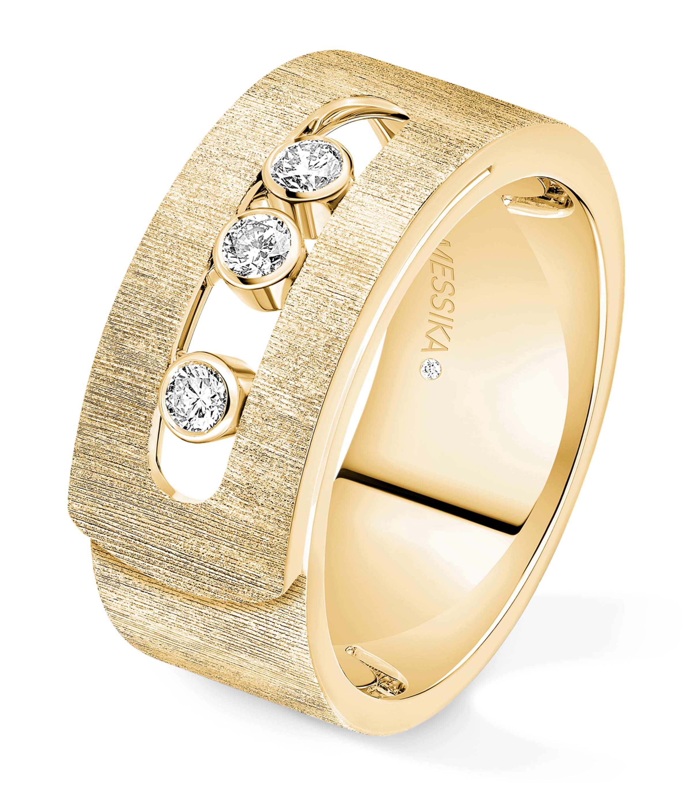 Messika Move Noa Yellow Gold and Diamond Chiselled Ring White Gold