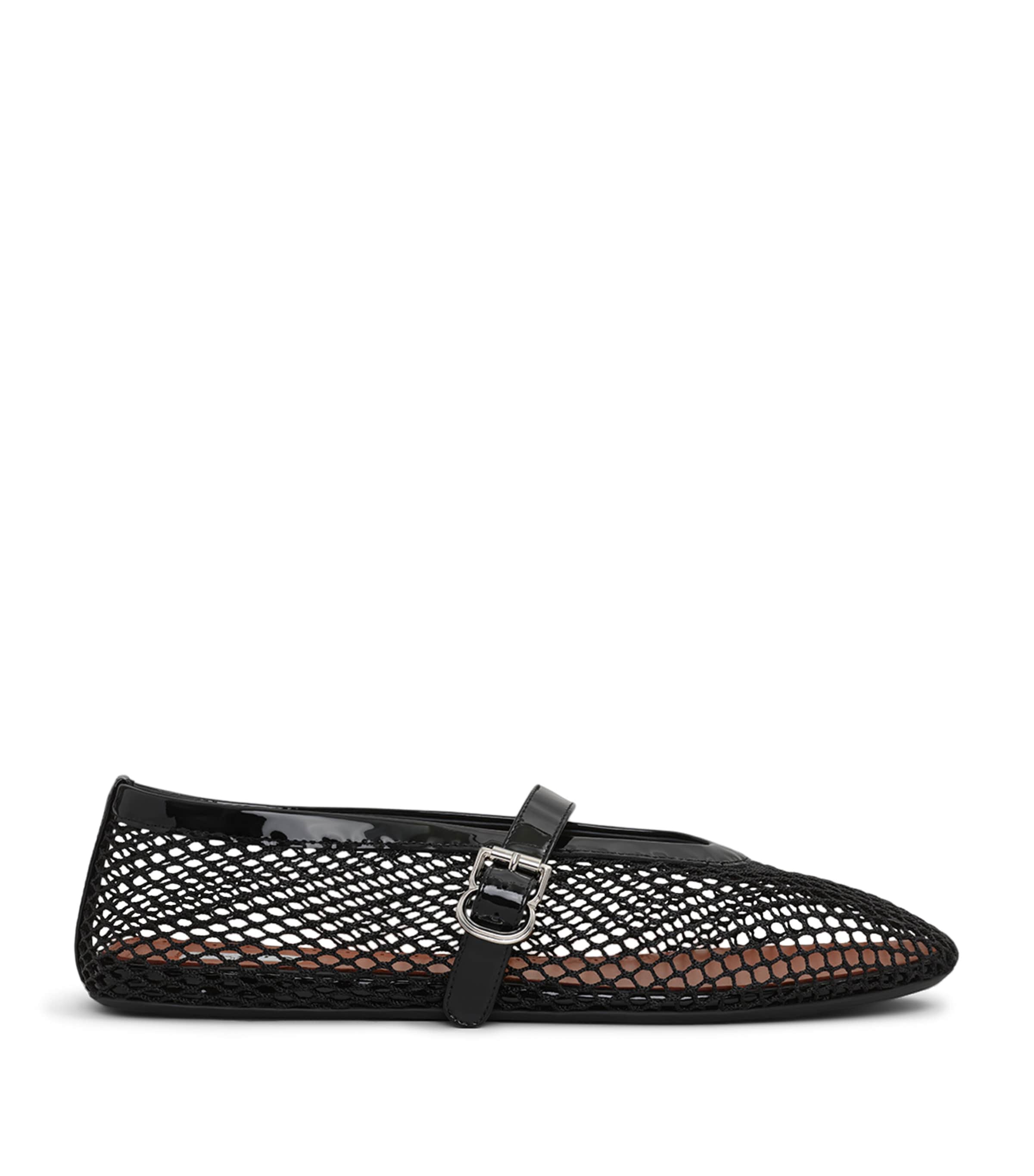 Alaïa Patent Leather-Trim  Fishnet Ballet Flats Noir