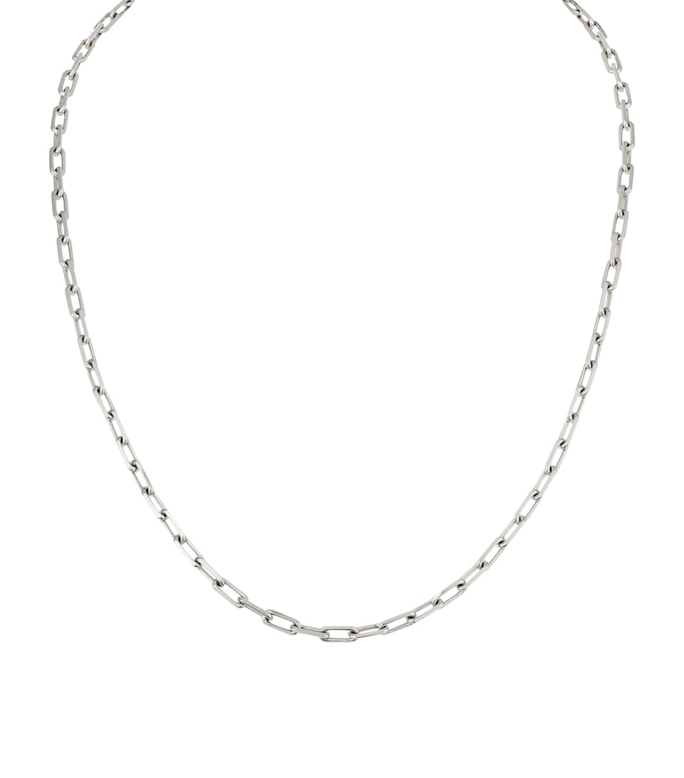 Small White Gold Santos de Cartier Chain Necklace