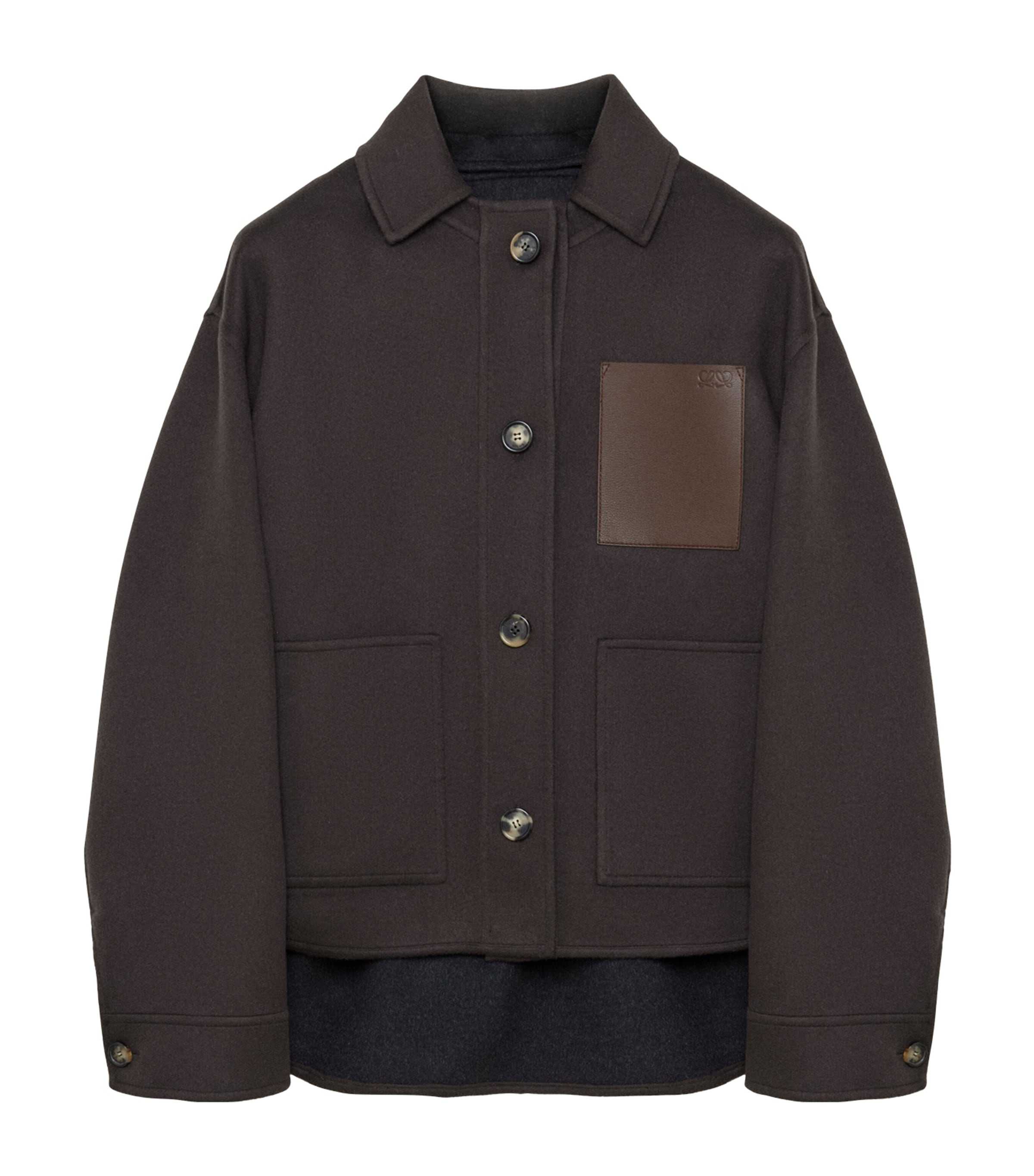 LOEWE Womens Wool-Cashmere Workwear Jacket Brown/grey