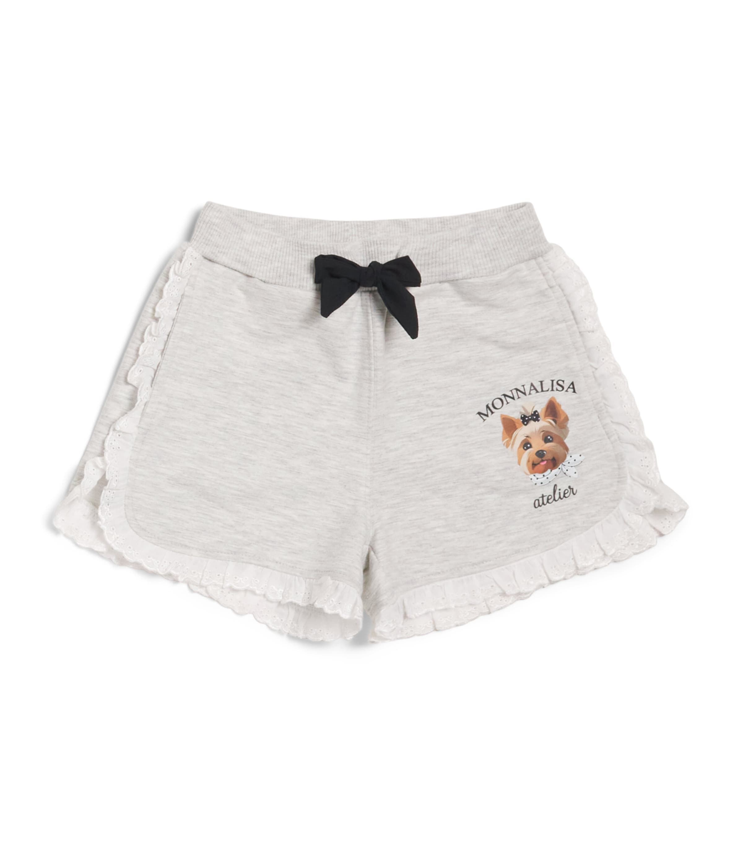 Monnalisa Stretch-Cotton Yorkshire Terrier Shorts (2-12 Years) Grey
