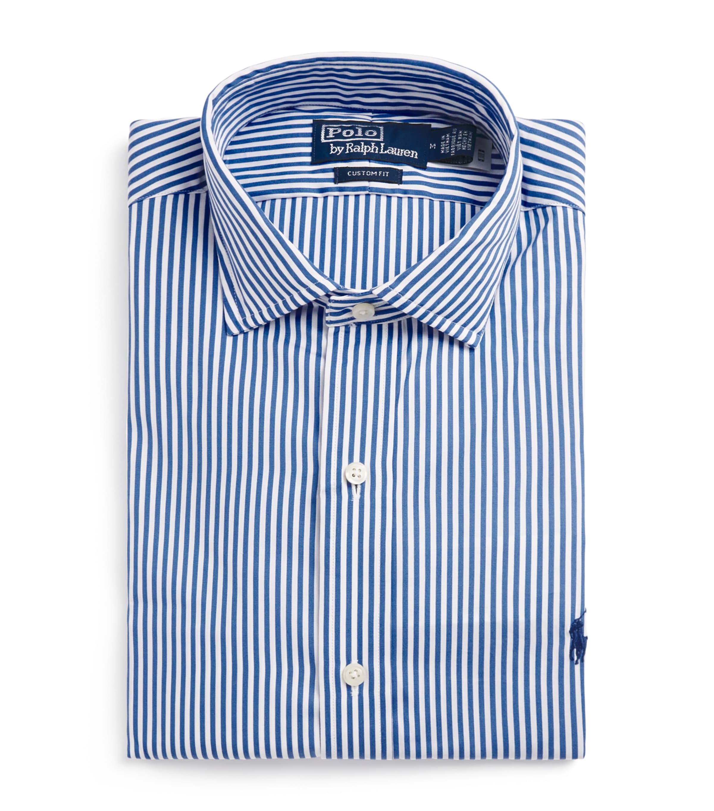 Polo Ralph Lauren Mens Cotton Stripe Custom Fit Shirt Blue/white