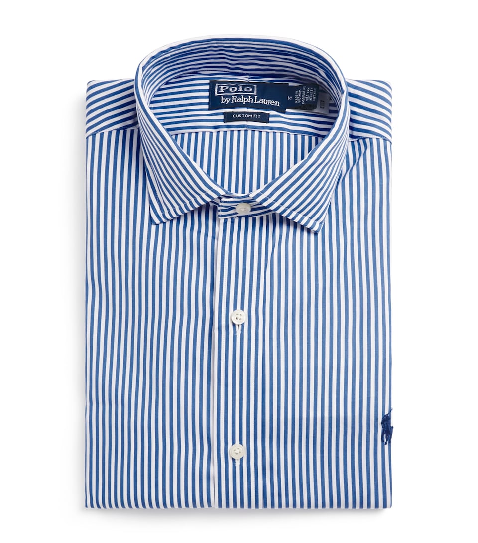 Polo Ralph Lauren Mens Cotton Stripe Custom Fit Shirt Blue/white