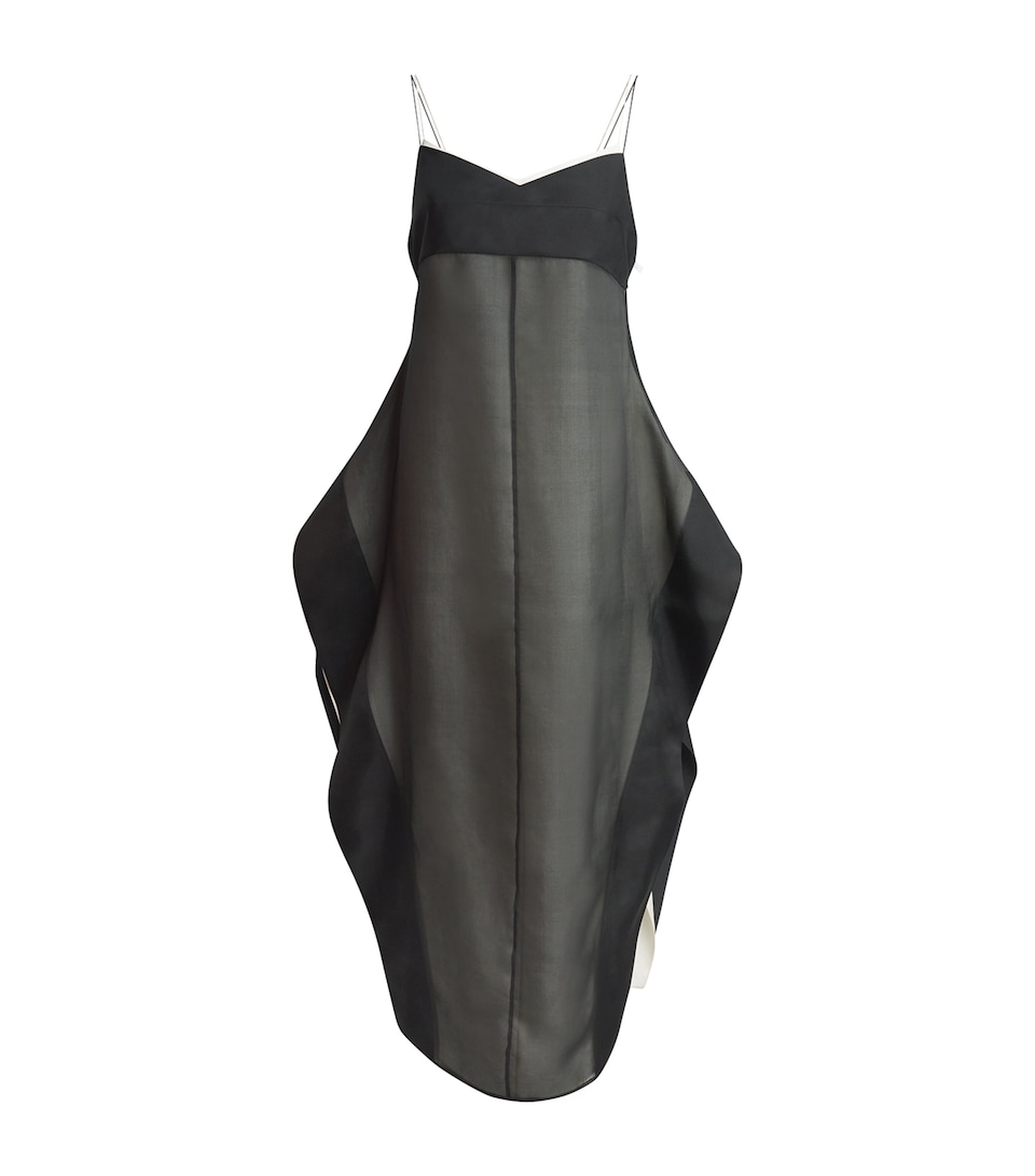 Voranida Womens Silk Organza Kourtney Midi Slip Dress Black