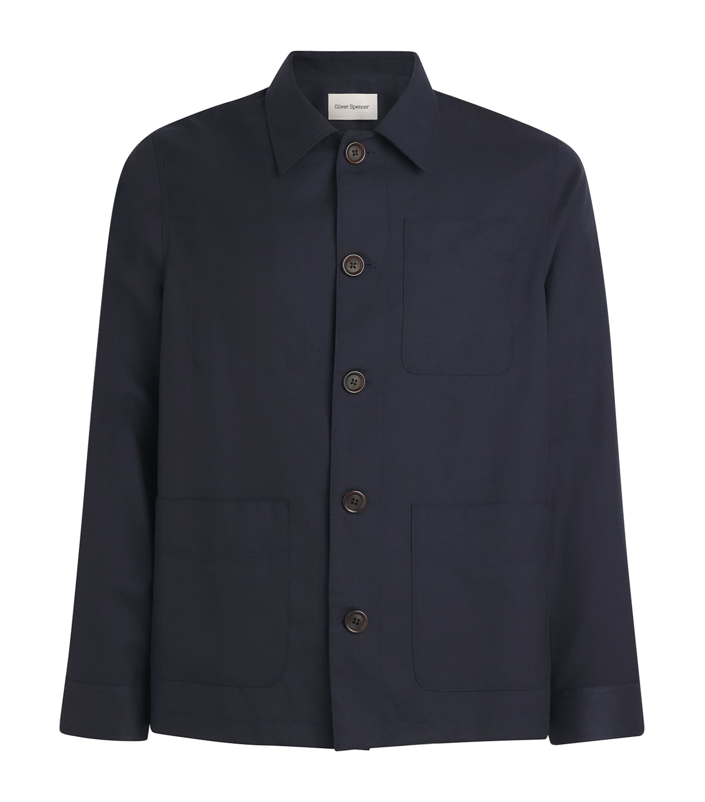 Oliver Spencer Mens Cotton Kennard Shirt Jacket Navy