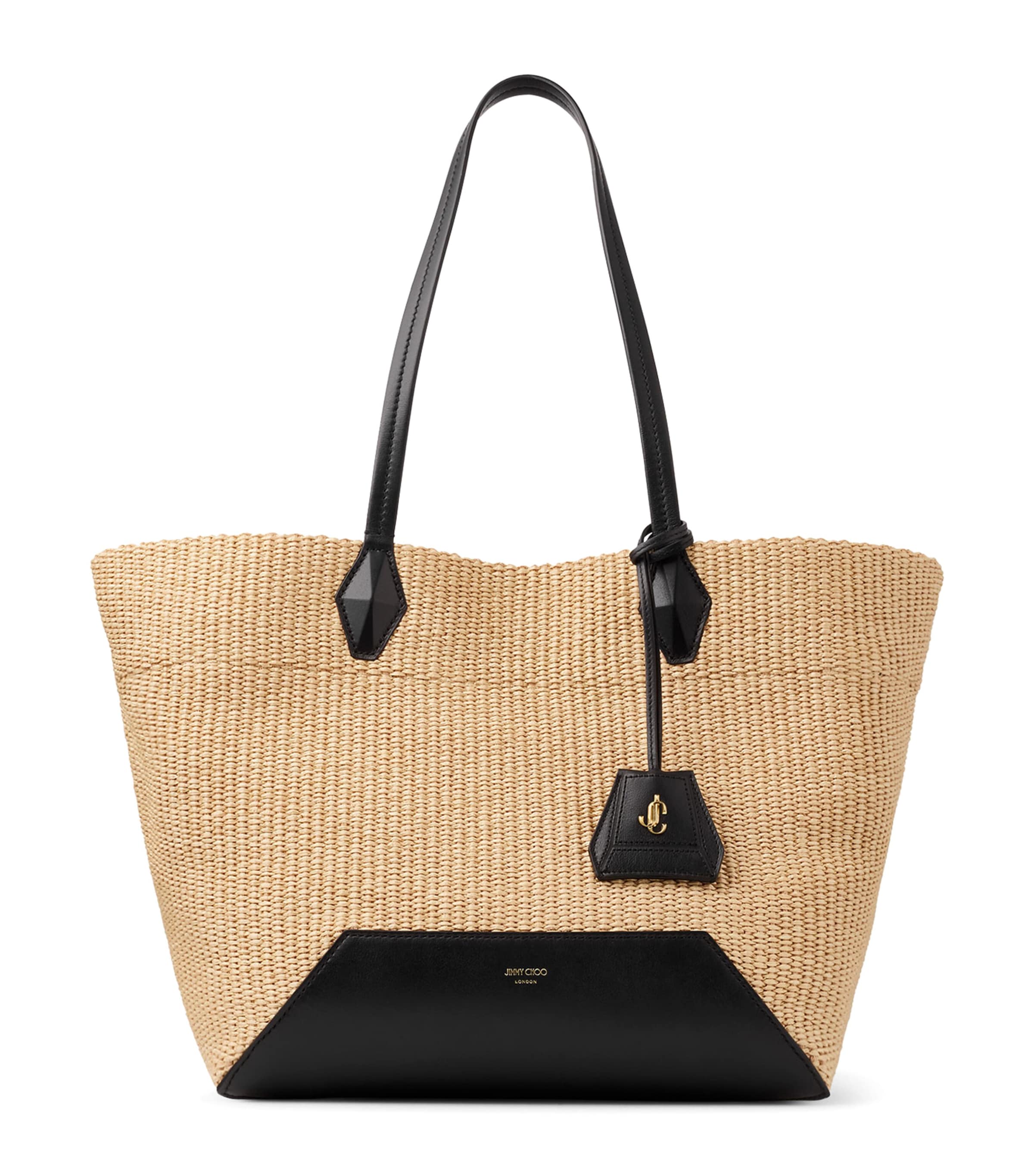 Medium Diamond Raffia Tote Bag