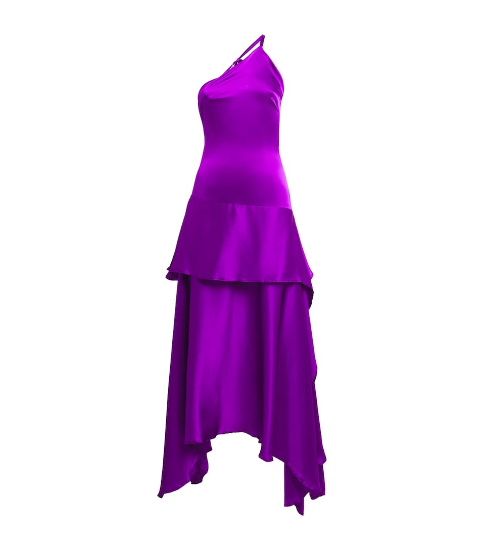 Abiola Olusola Womens Asymmetric Lakoba Midi Dress Purple