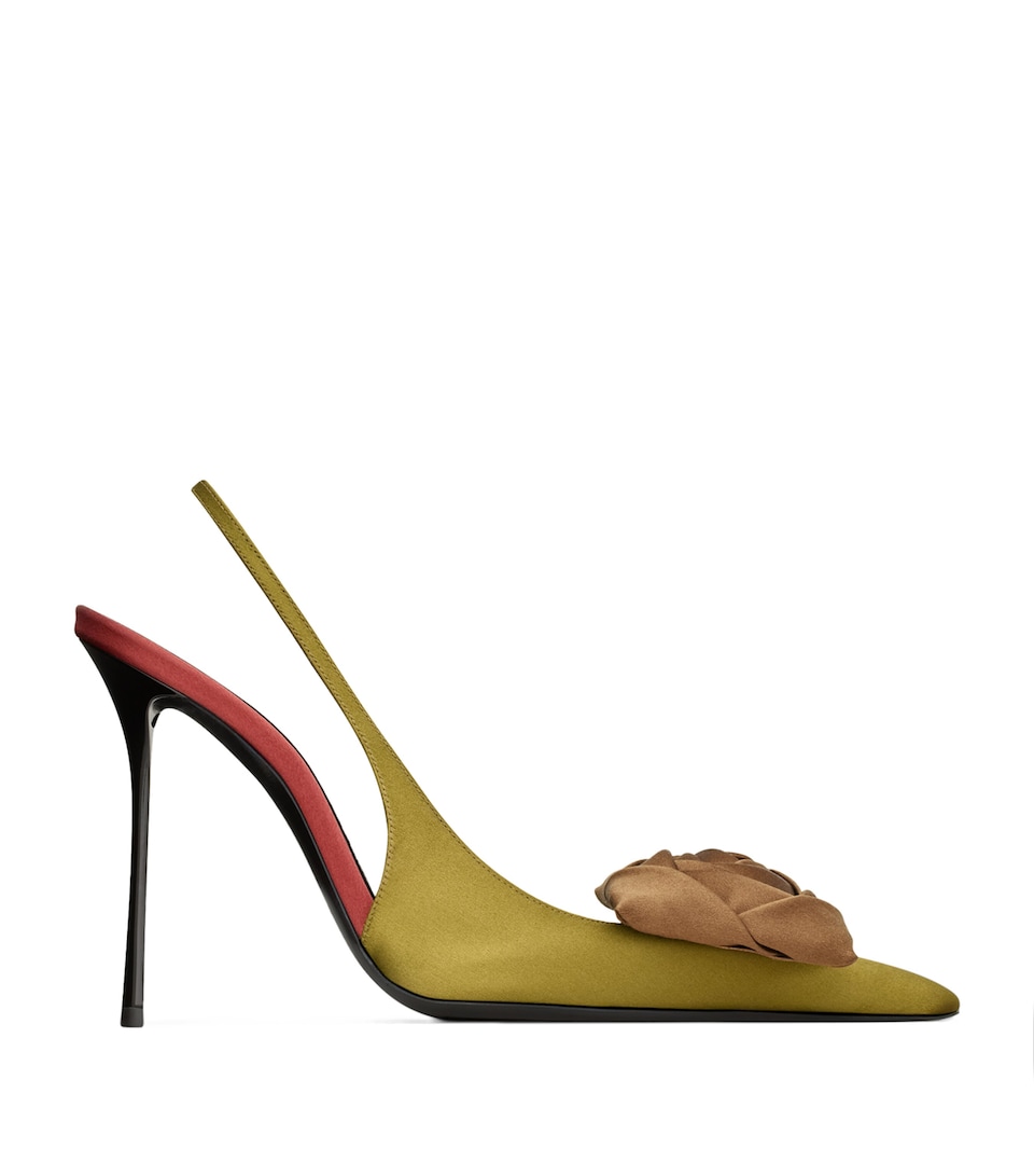 Satin Embellished Amalia Slingback Pumps 110