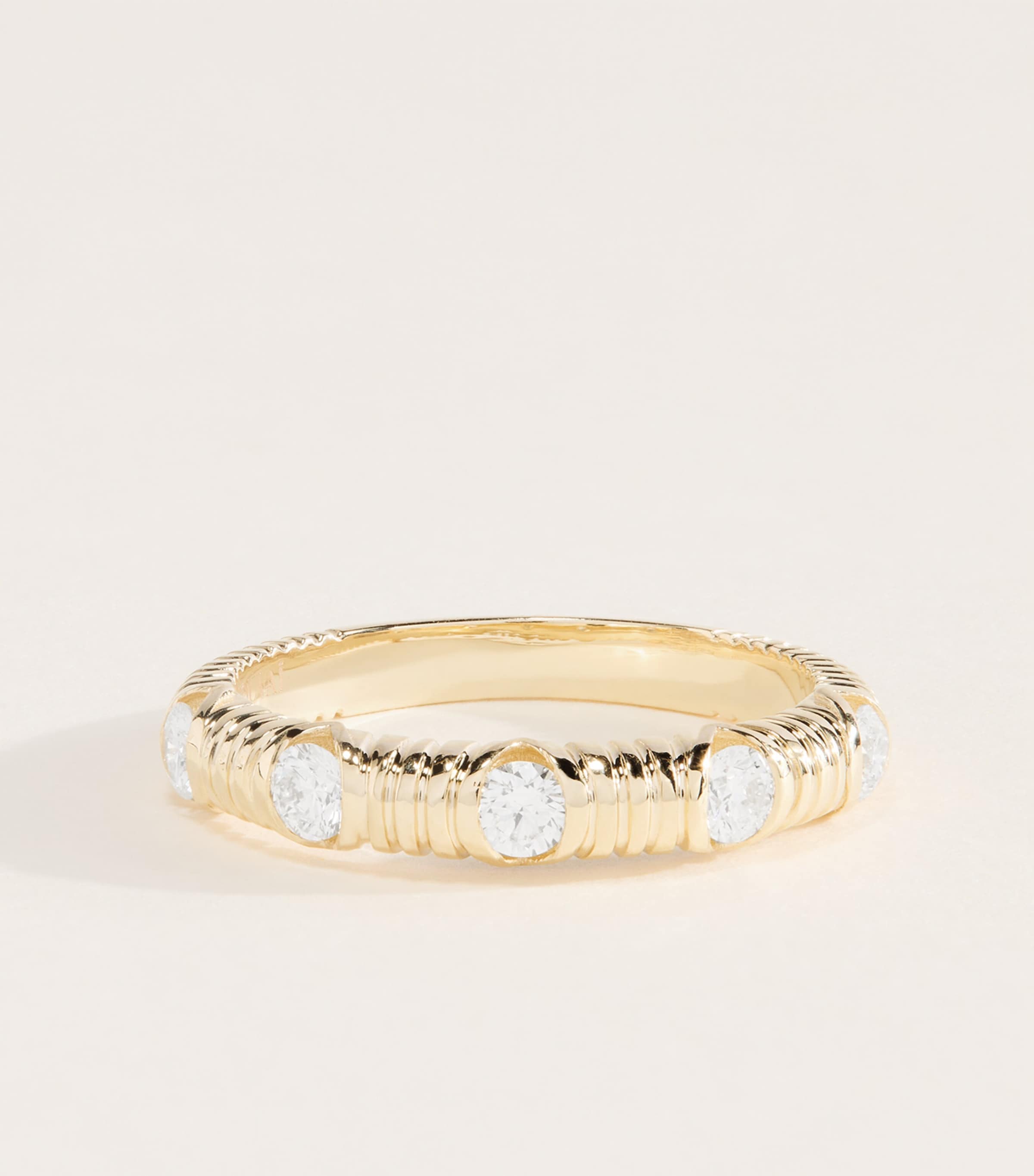 Retrouvaí Medium Yellow Gold and Diamond Modern Love Ring Yellow Gold