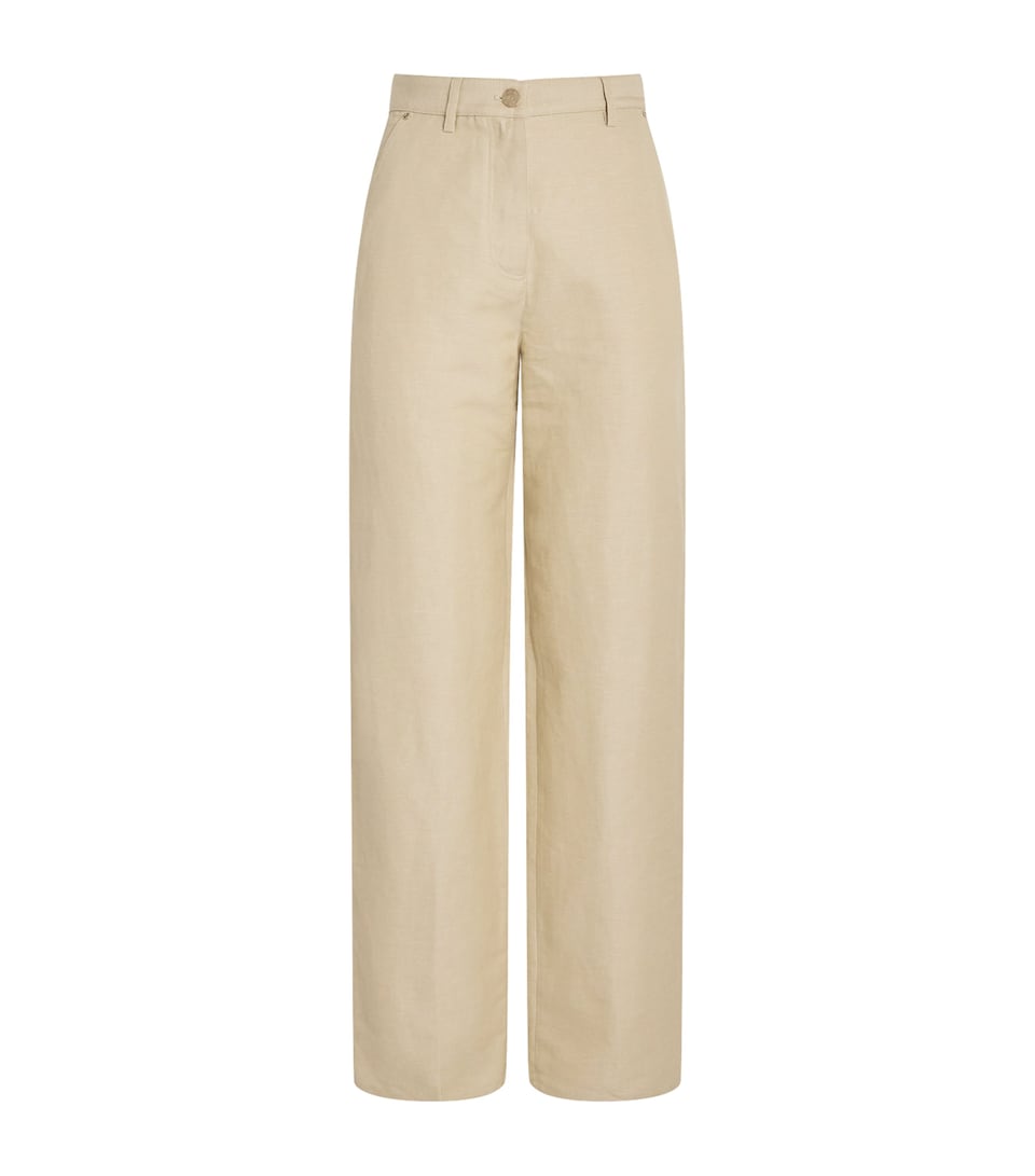Linen-Cotton Straight Trousers