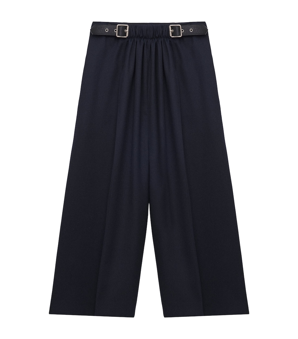 Wool Buckled Cropped Wide-Leg Trousers