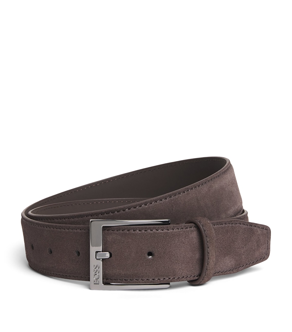 BOSS Suede Elloy Belt Dark Brown