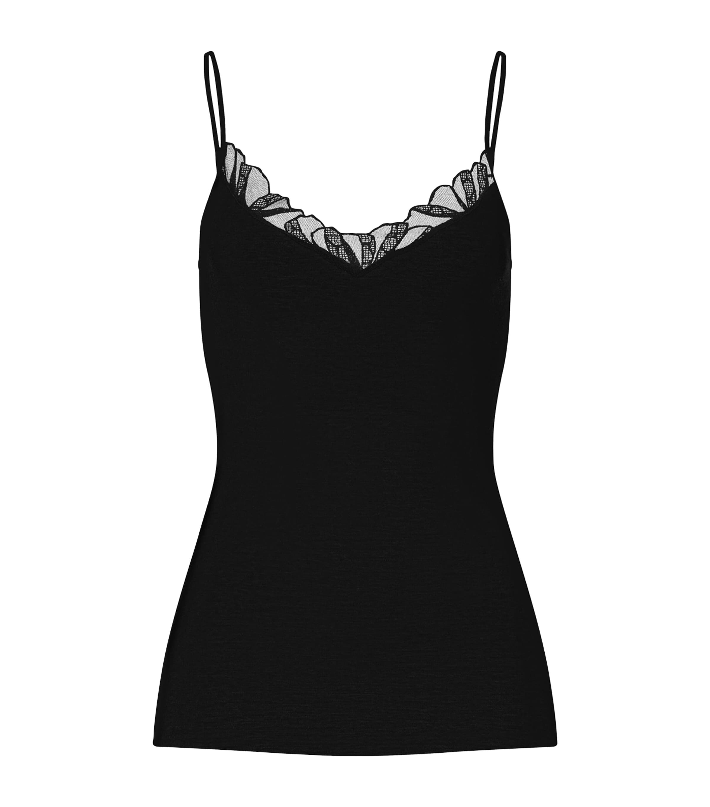 Hanro Womens Cotton Rosaria Tank Top Black