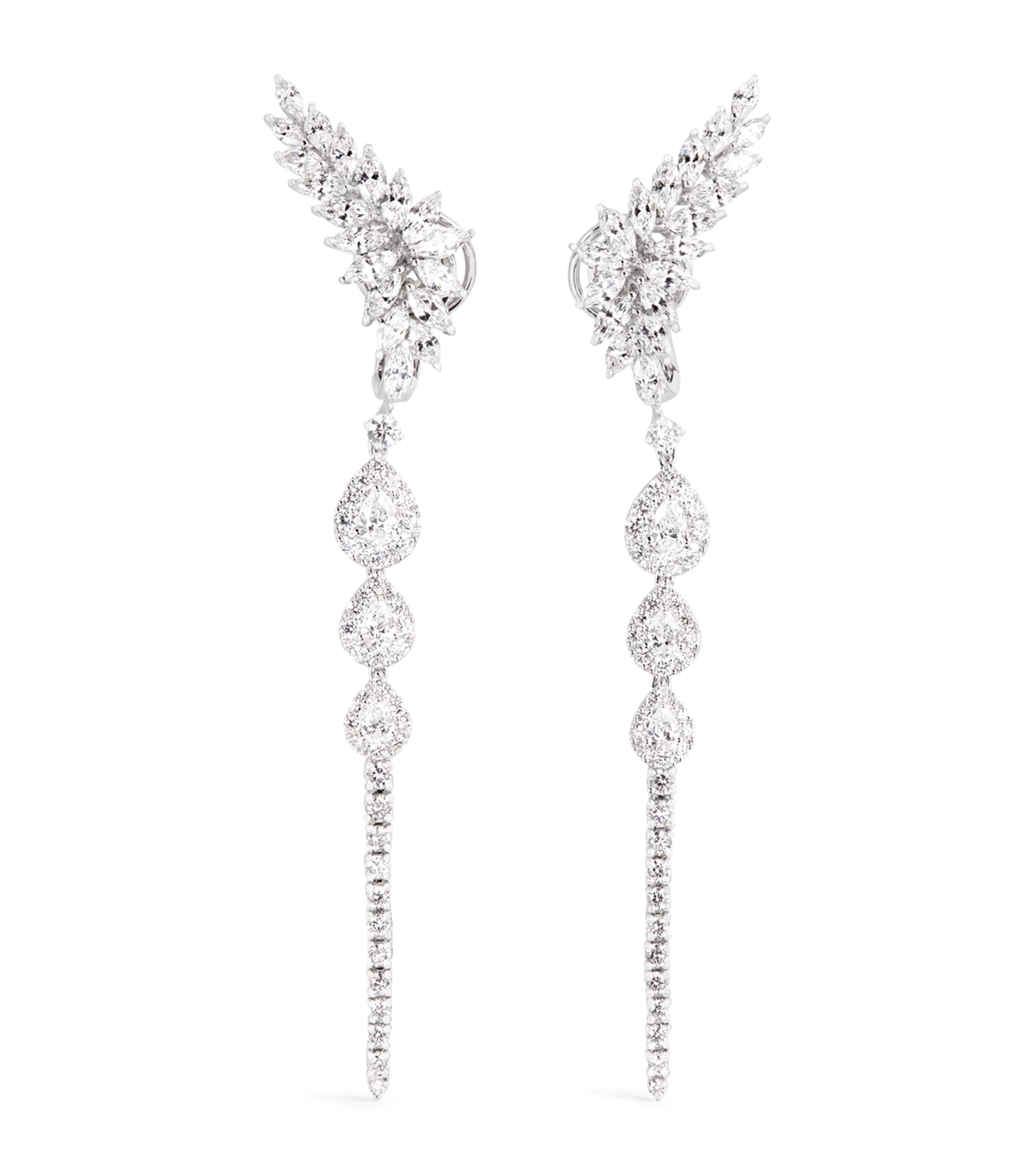 White Gold and Diamond Pearlescent Drop Earrings
