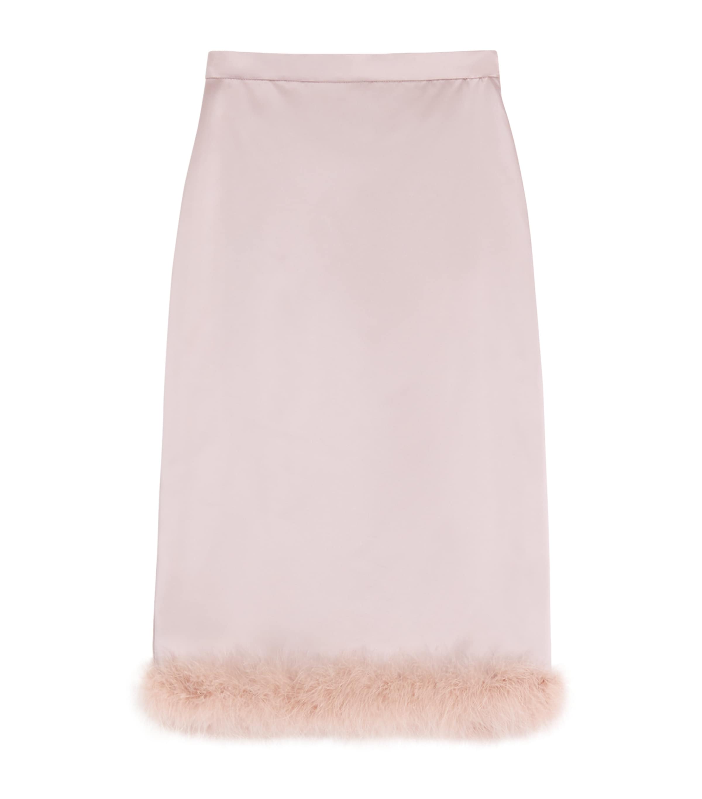 Satin Feather-Trim Skirt