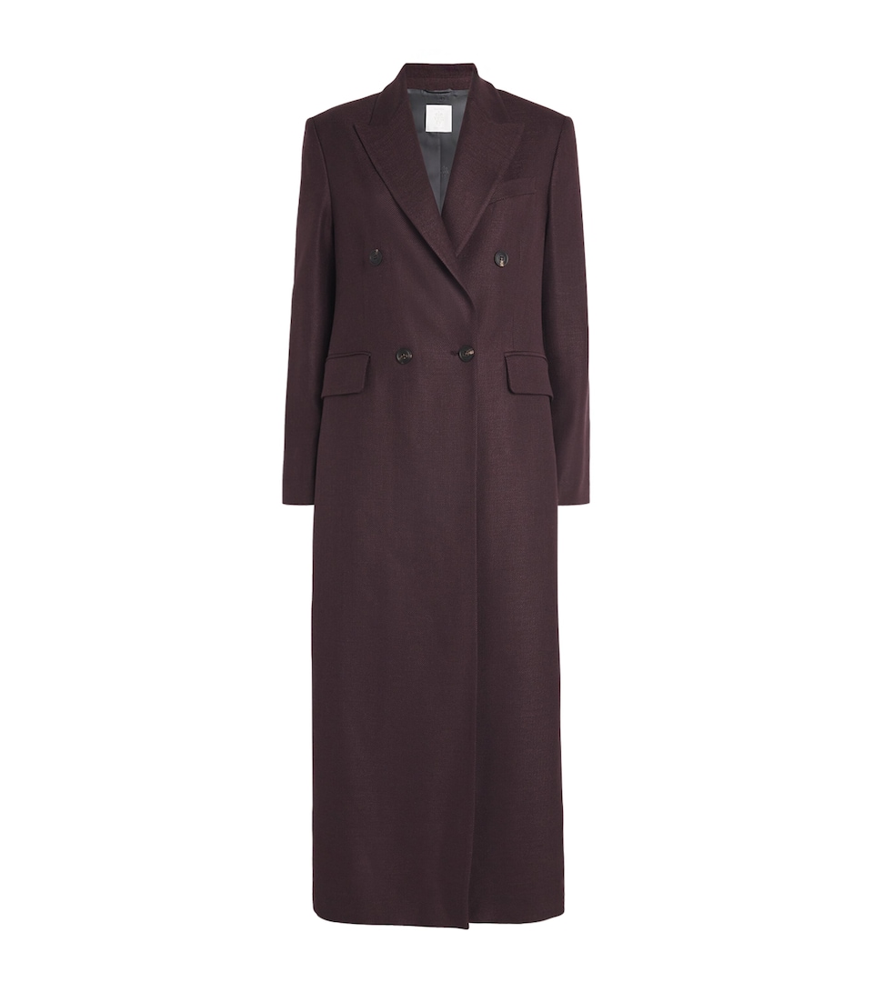 Wool-Blend Double-Breasted Duster Coat