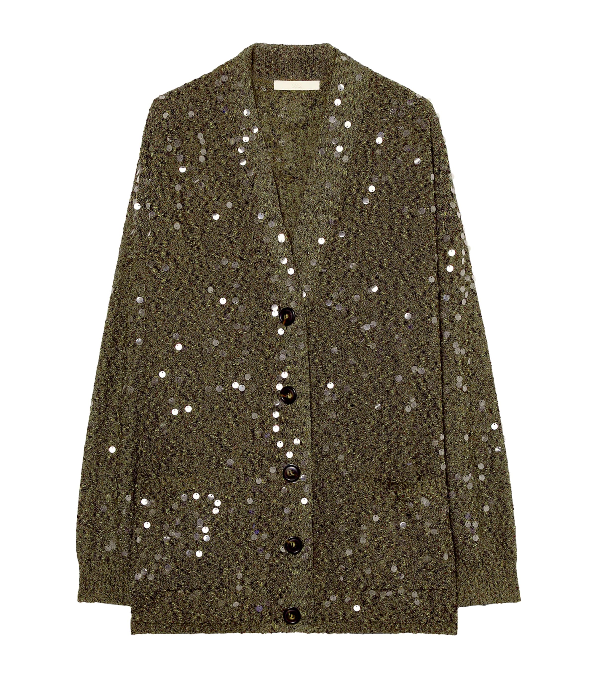 Marina Rinaldi Womens Embellished Cardigan Kaki