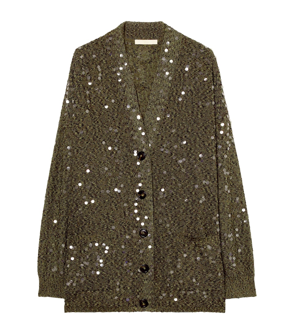 Marina Rinaldi Womens Embellished Cardigan Kaki